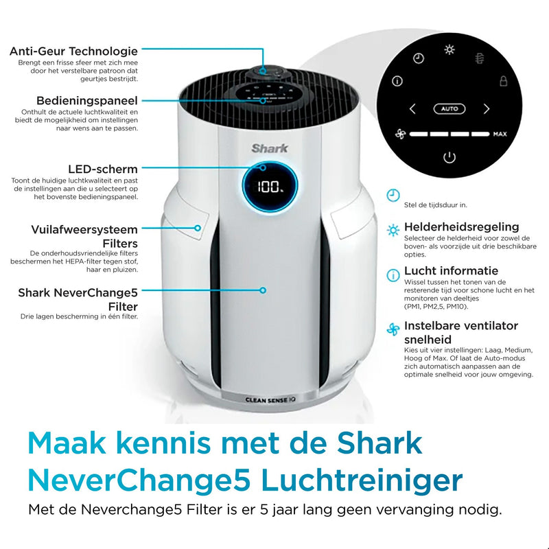 Shark NeverChange5 HEPA Luchtreiniger - tot 60 m² - HP150EU